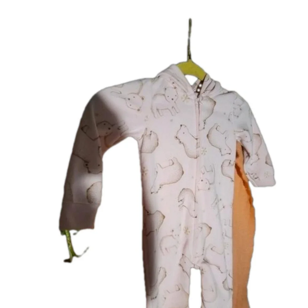 Child Of Mine By Carter's Light Pink Onsie With Bears And Middle Zipper Size 24M